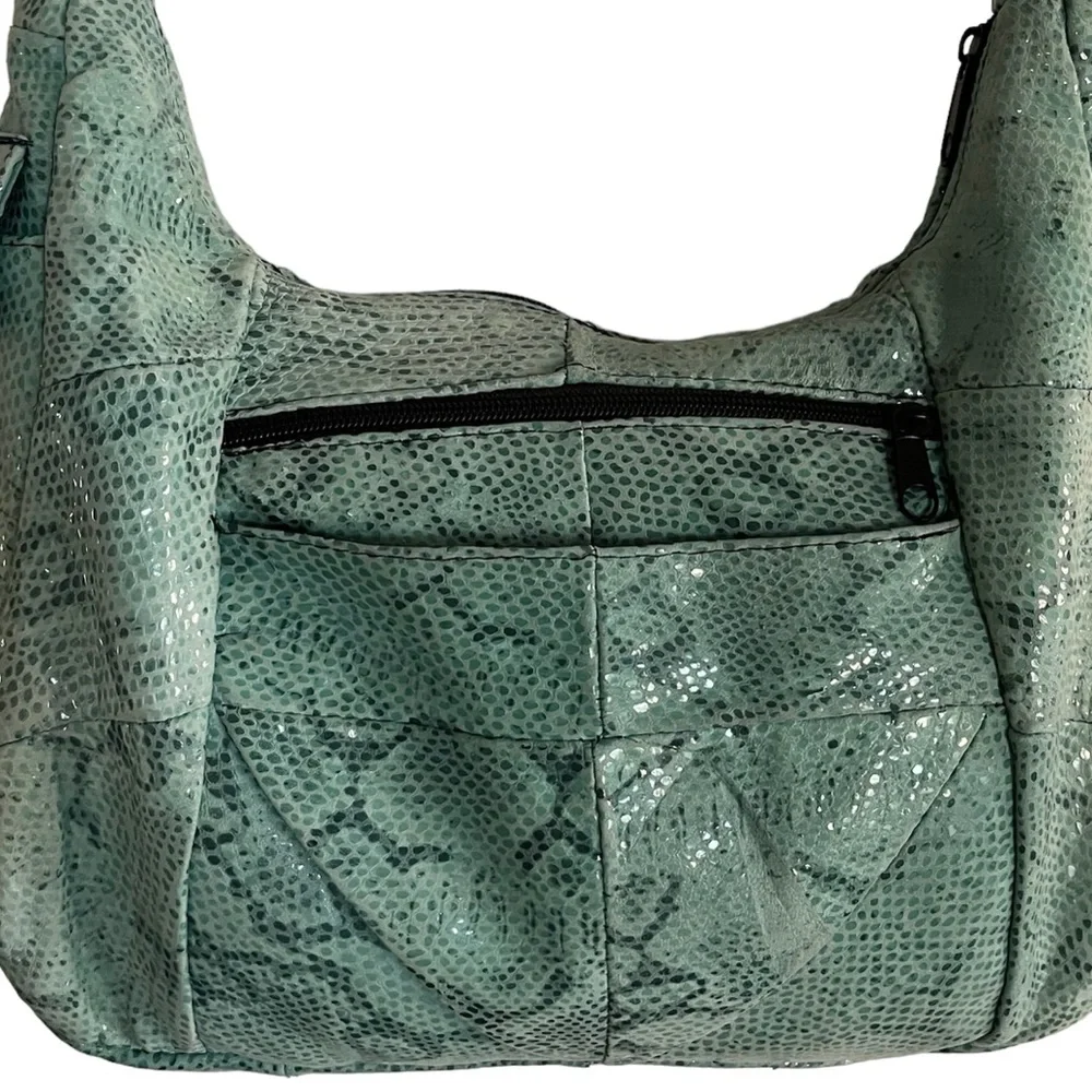 Mint Snakeskin Print Hobo Bag w Silver Sprinkle of Shimmering Fairy Dust Perfect
